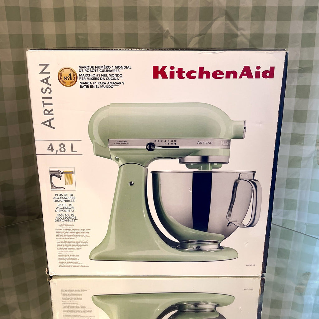 Refurbished KitchenAid Artisan 4.8L 300W Stand Mixer — Pistachio — front three-quarter view