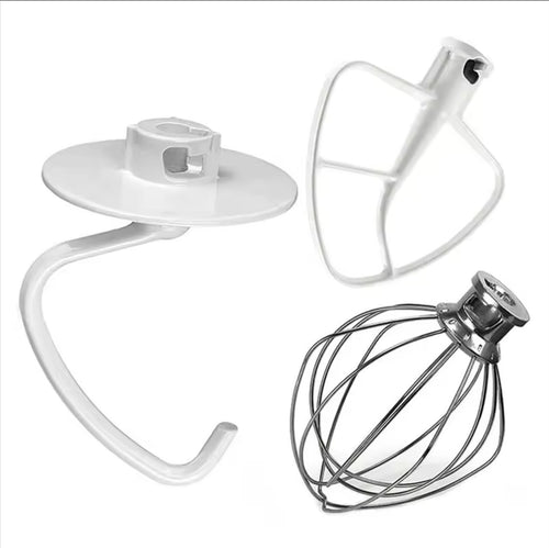 KitchenAid Mixer Attachment Set – Dough Hook, Flat Beater & Wire Whisk — front three-quarter view